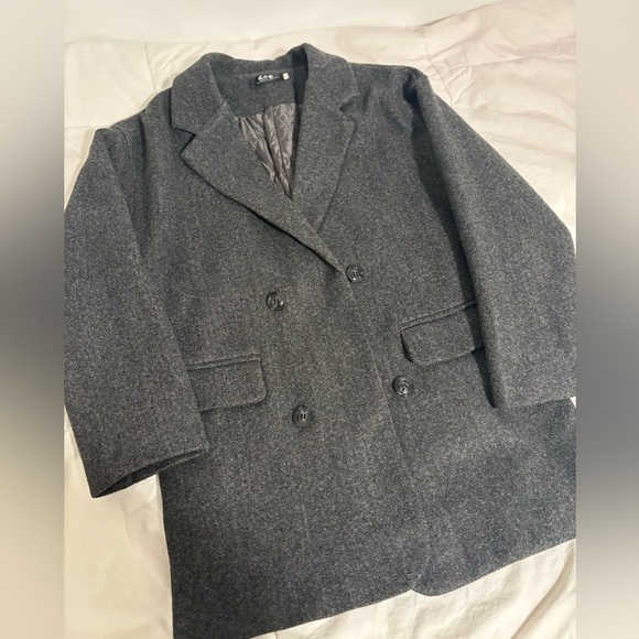 Jackets & Blazers - Women's Double-Breasted Gray Coat